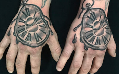 Black and Grey Clock Tattoo