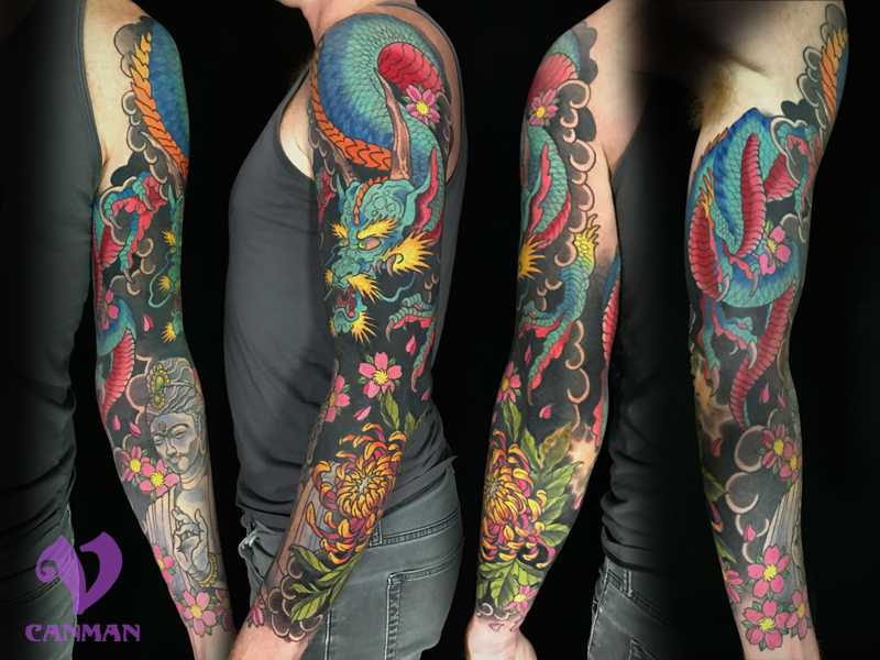 50 3D Sleeve Tattoos For Men  Three Dimensional Design Ideas  Arm tattoos  color Full arm tattoos Sleeve tattoos