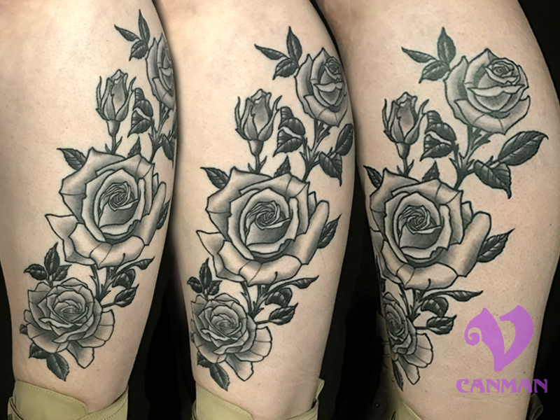 rose vine tattoos on arm