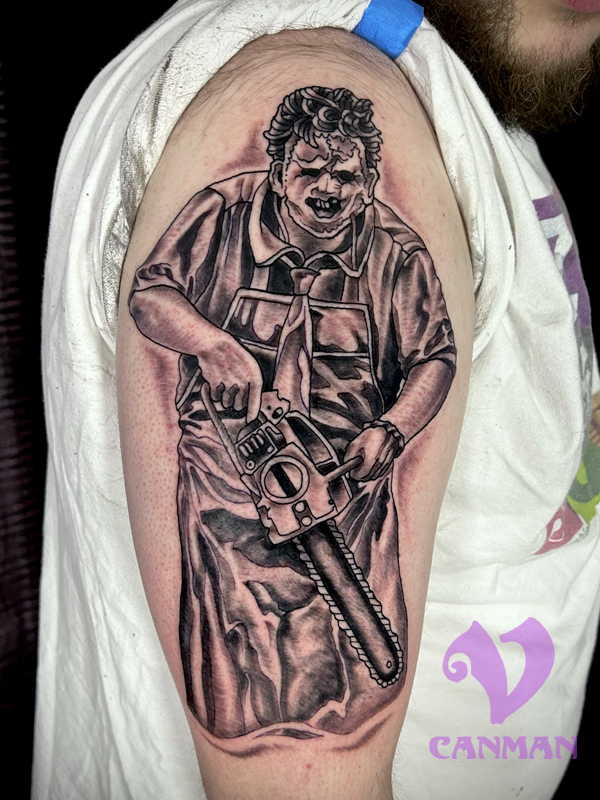 Leatherface by Dave at Wasted Youth Tattoo in Romeoville IL  rtattoos