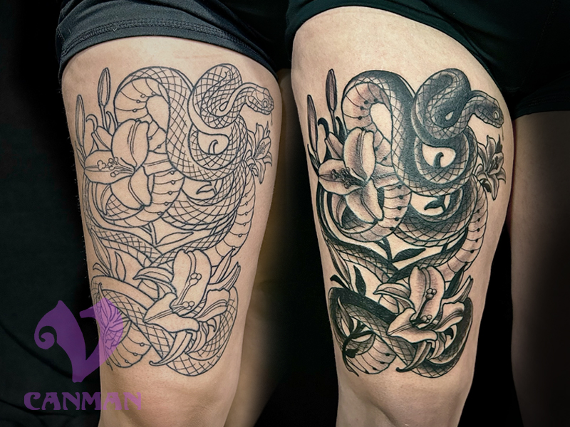 Illustrative, Linework, Black and Gray, Fine Line tattoo by Lacey McClellan