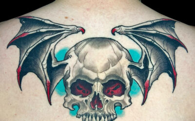 Winged skull tattoo