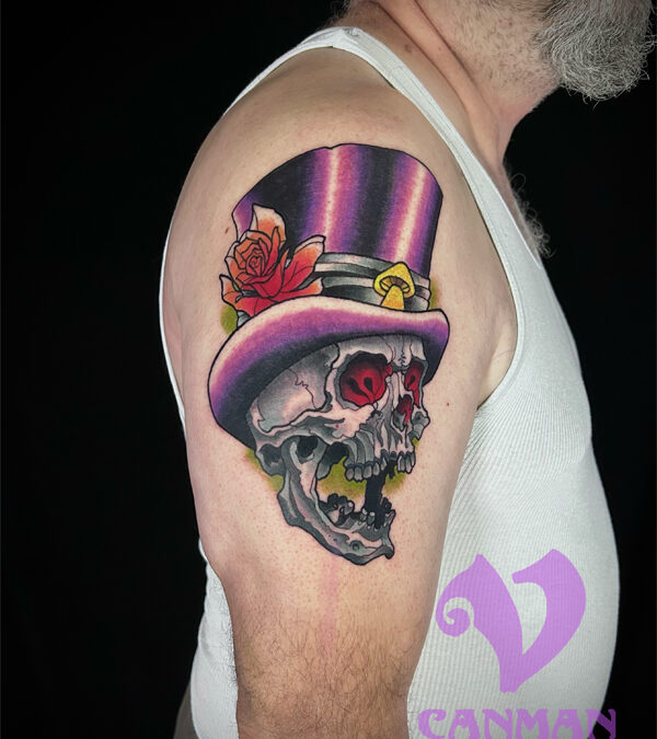 Top hat skull tattoo