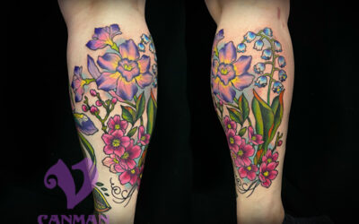 Colorful flower tattoo